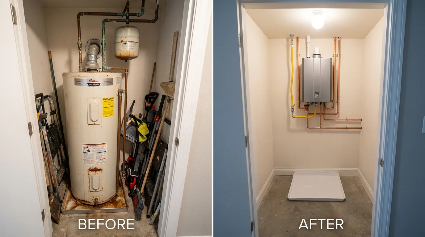 Tank water heater versus wall-mounted tankless unit comparison for Morris, OK homeowners